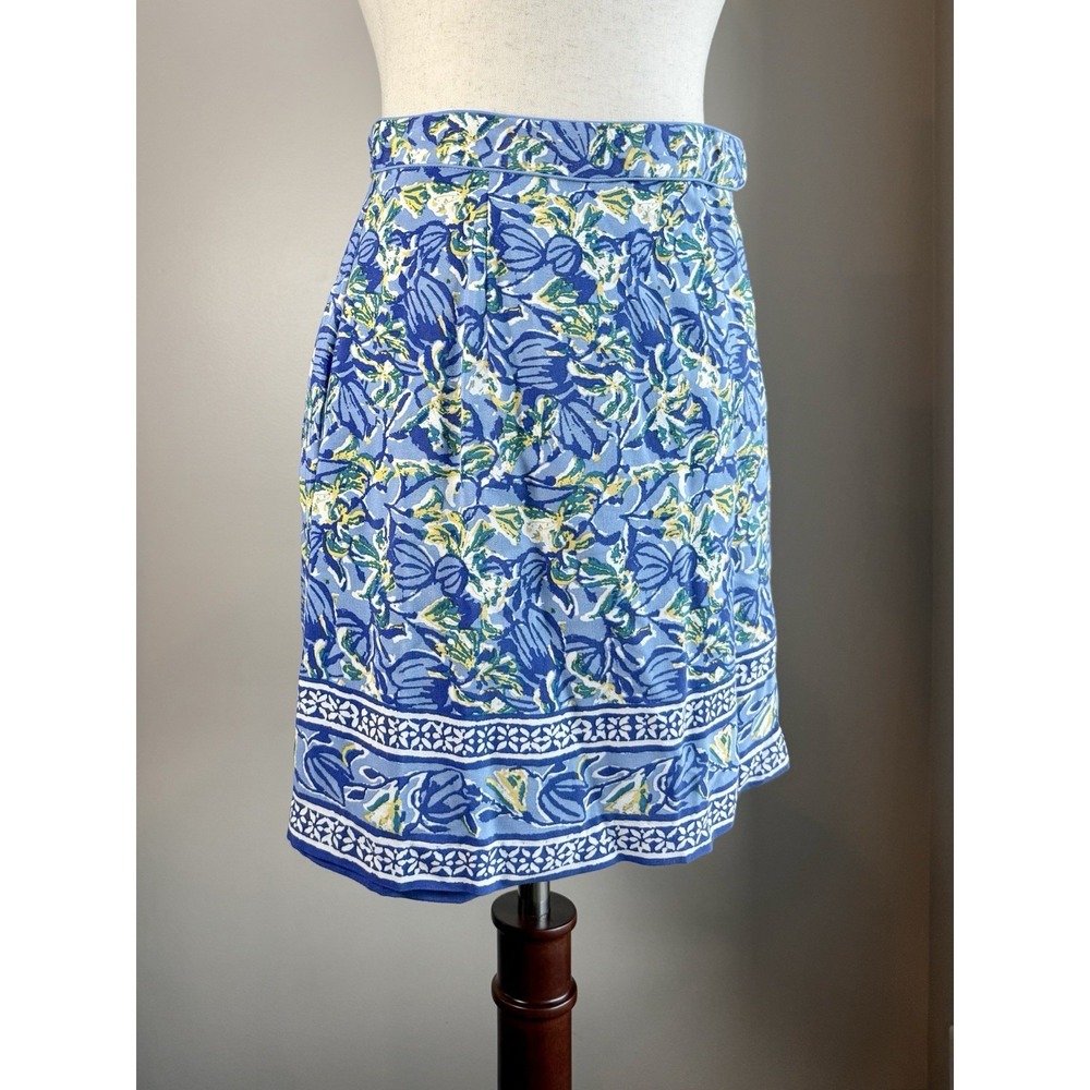 Vintage Limited America Floral Skort Women's Size 10 Blue Faux Wrap Skirt Shorts